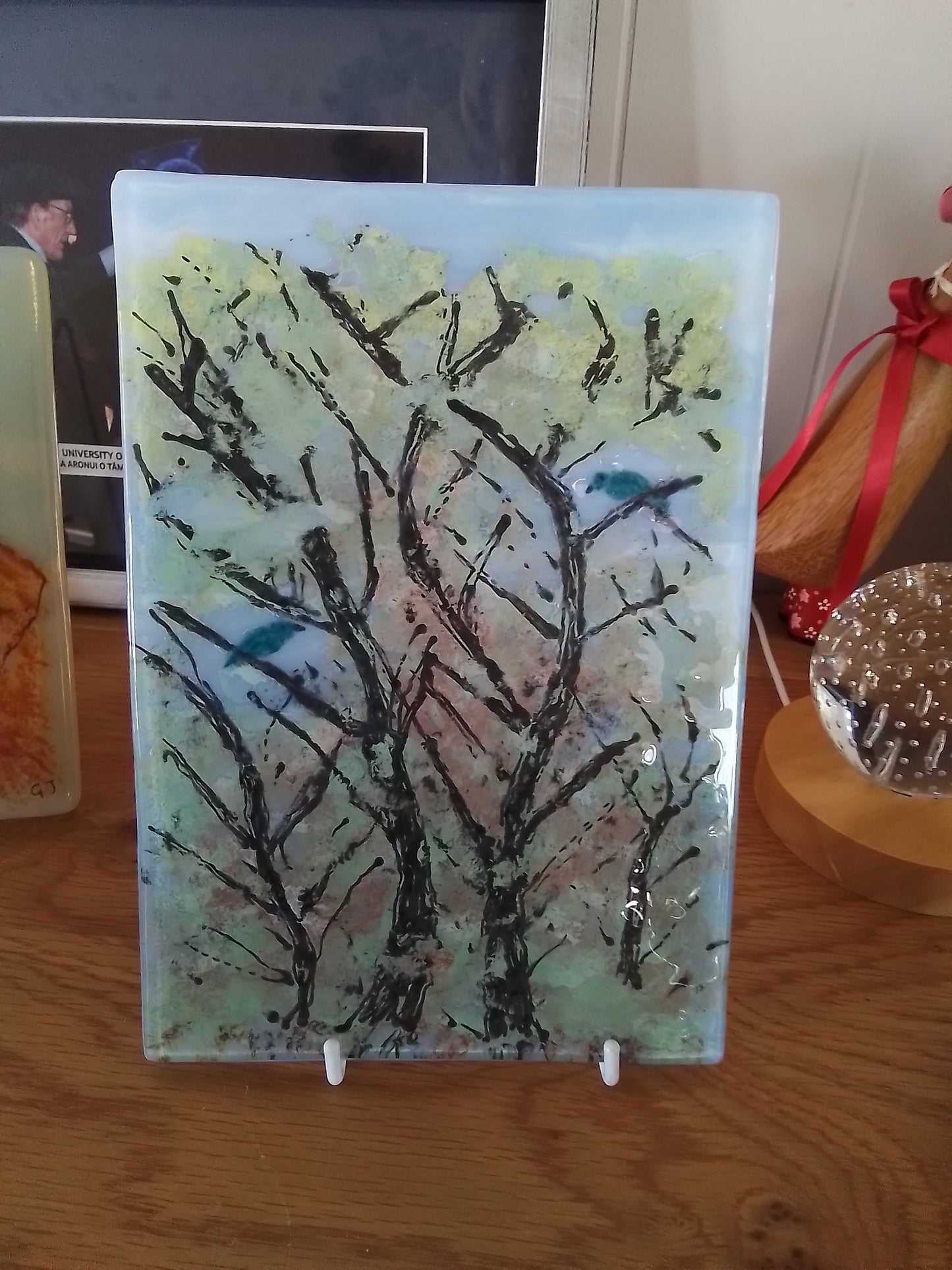 Painting on Glass 'Singing in the Trees'