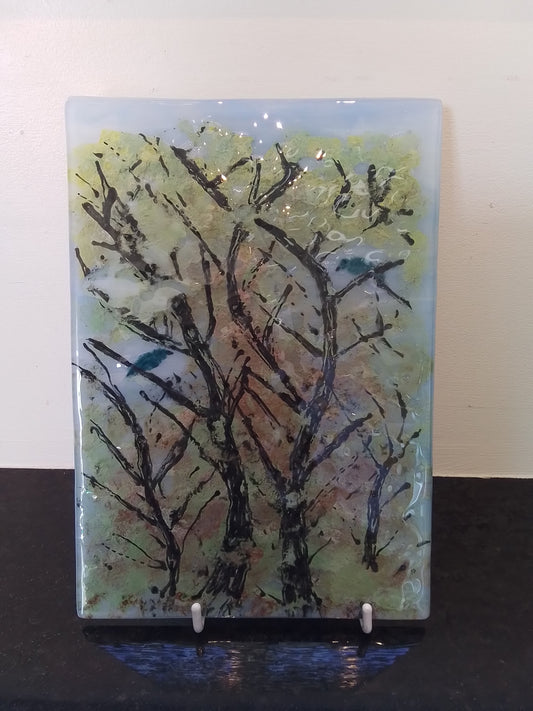 Painting on Glass 'Singing in the Trees'