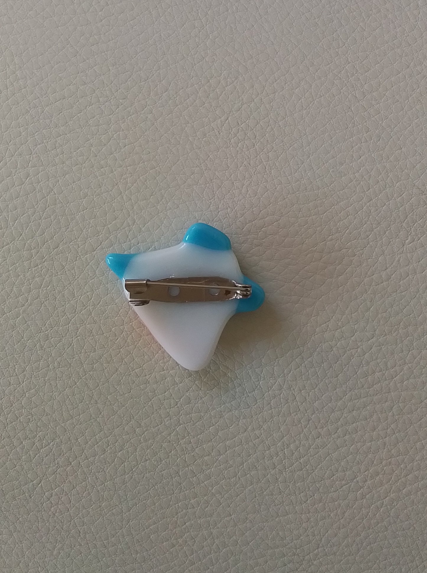 Ladies in Hats Brooch.  Blue and White Hat