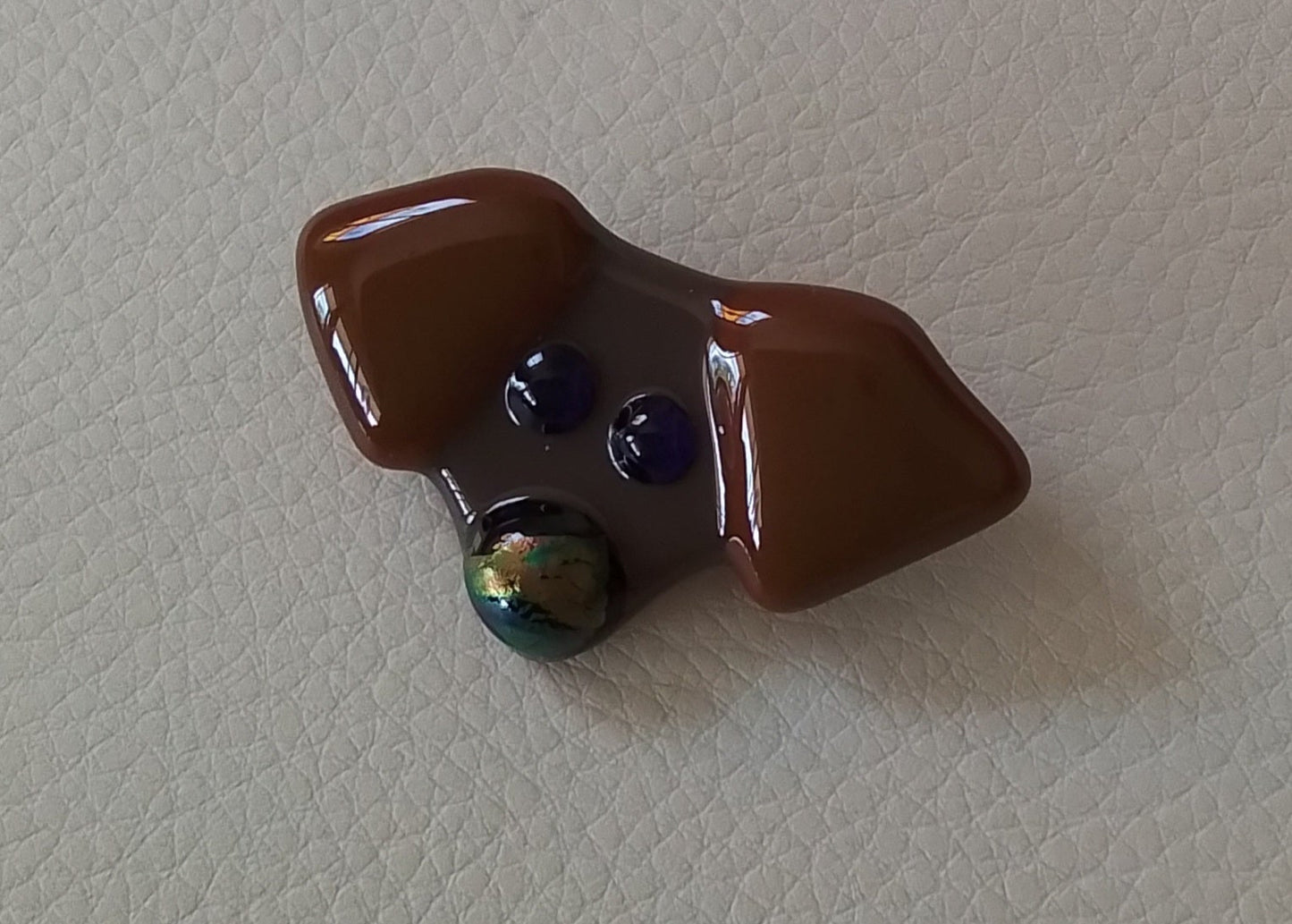 Fused Glass Dog Brooch