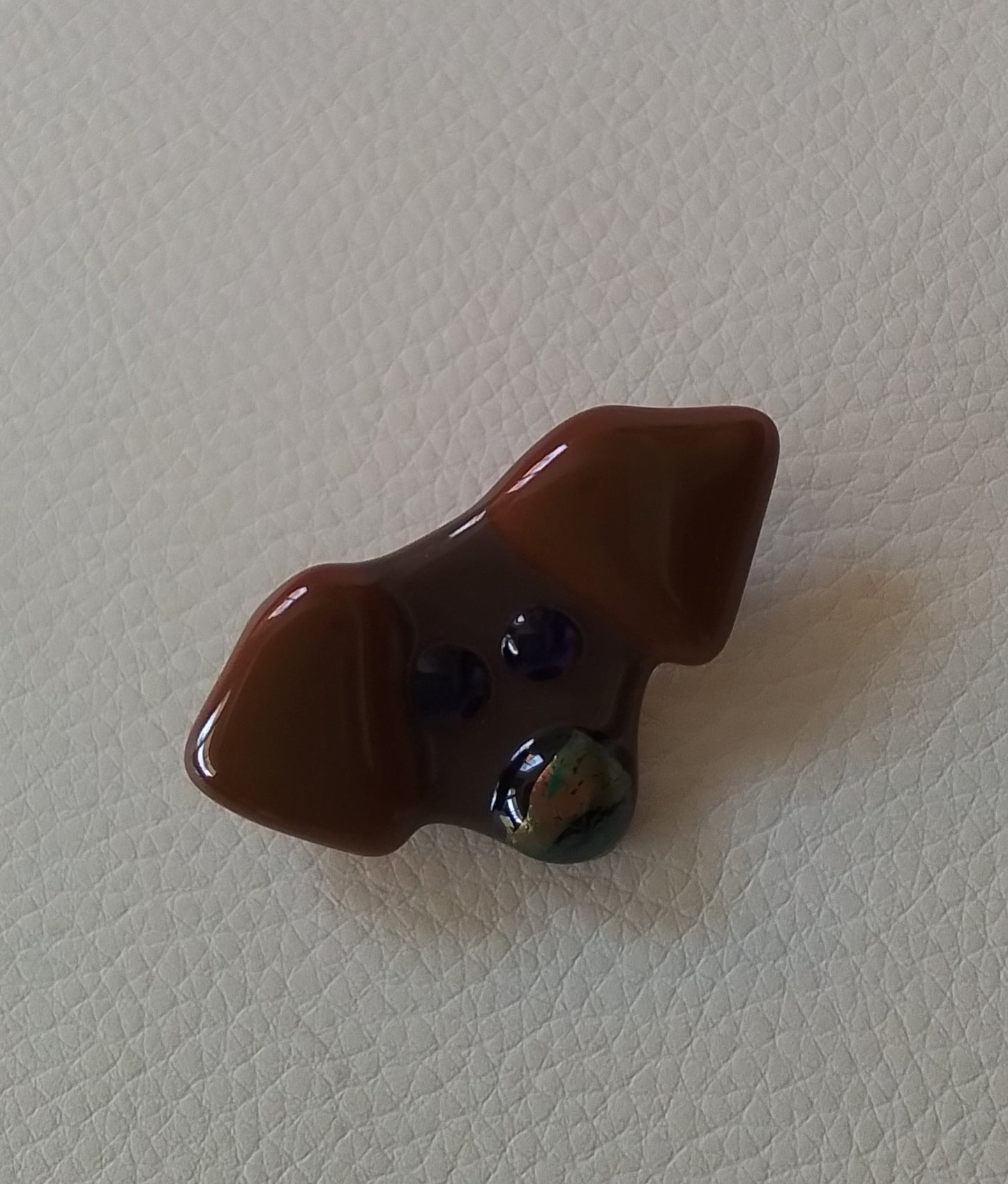 Fused Glass Dog Brooch