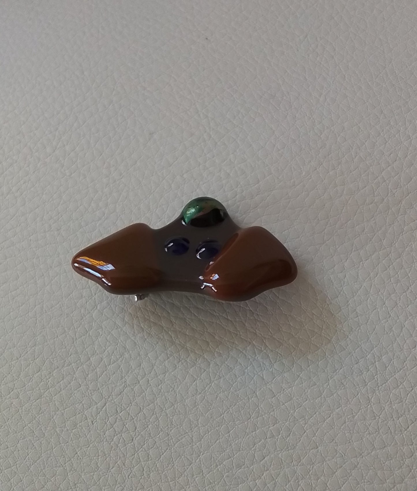Fused Glass Dog Brooch
