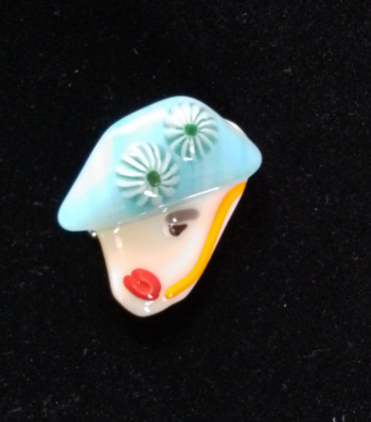 Lady in Hats- flower hat  Brooch