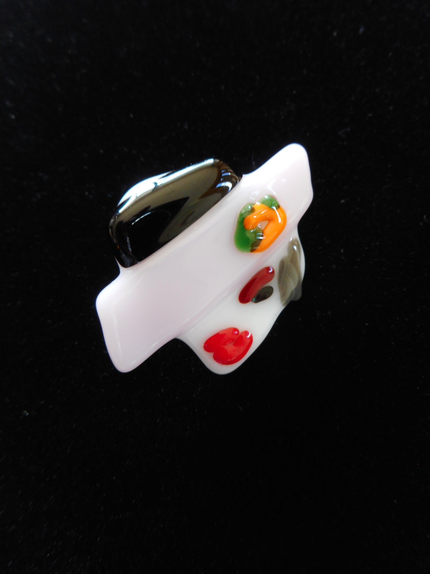 Glass Lady in Hat Brooch