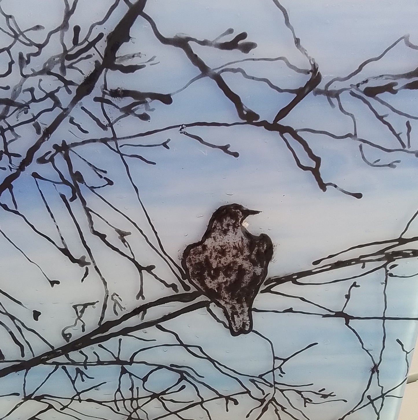 Evening Tui. Fused Glass Panel