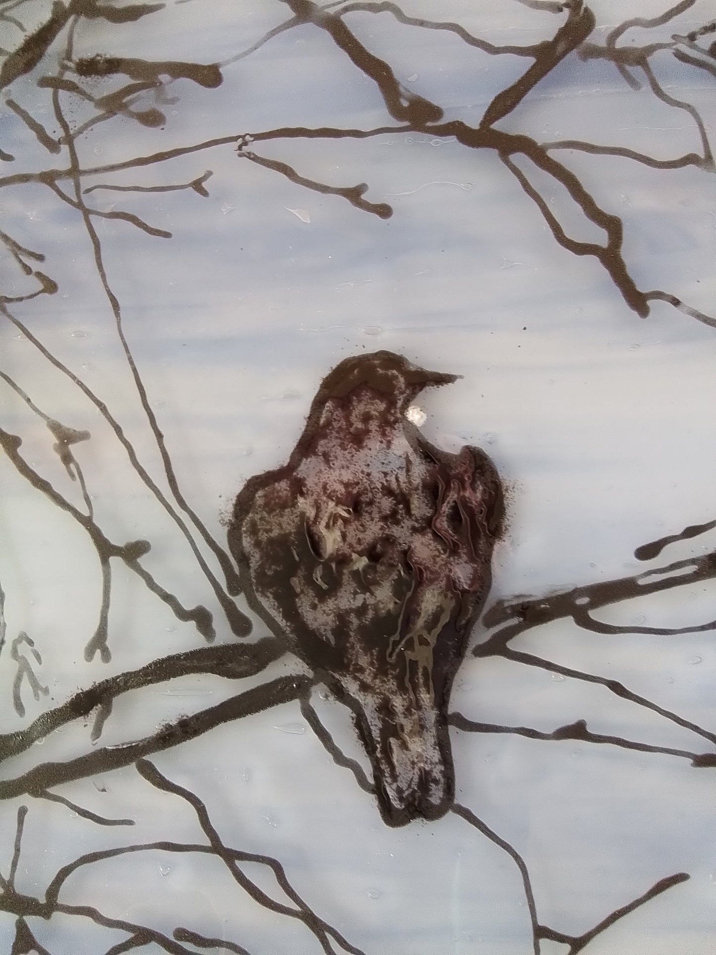 Evening Tui. Fused Glass Panel