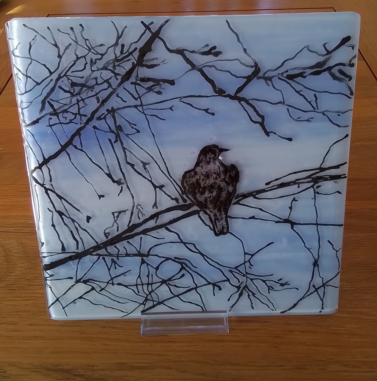 Evening Tui. Fused Glass Panel