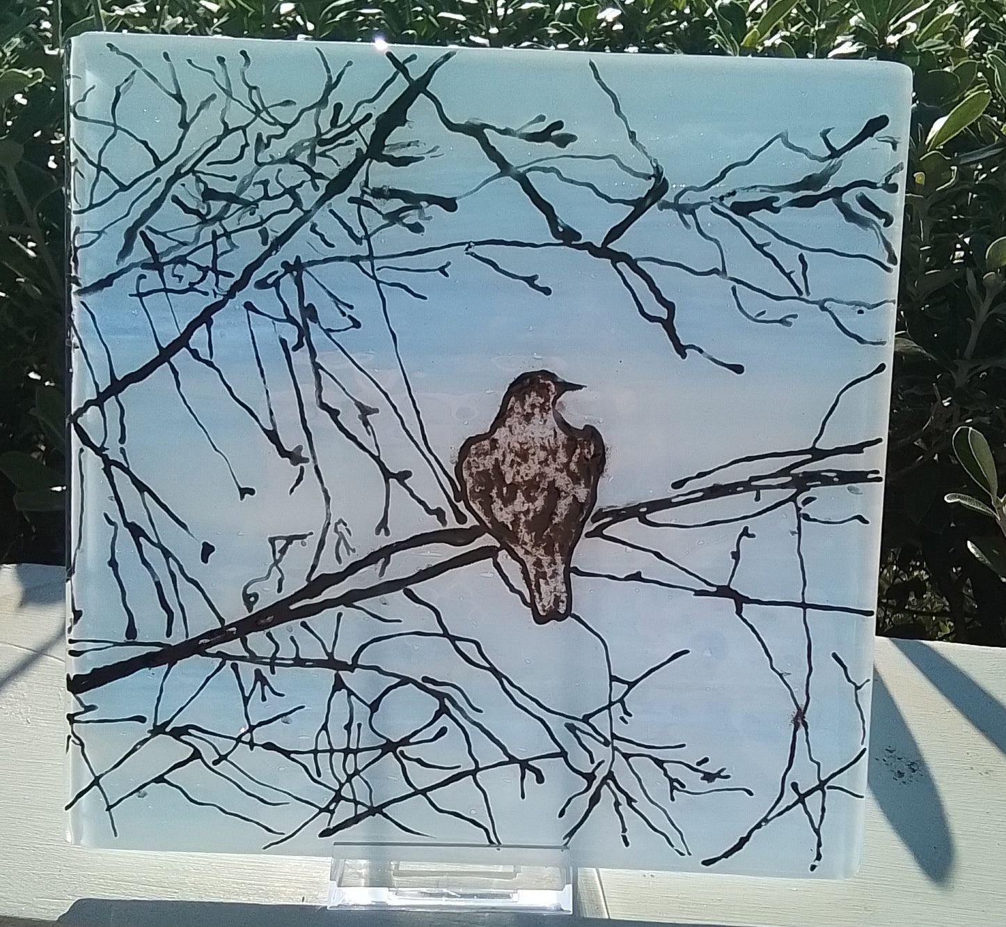 Evening Tui. Fused Glass Panel