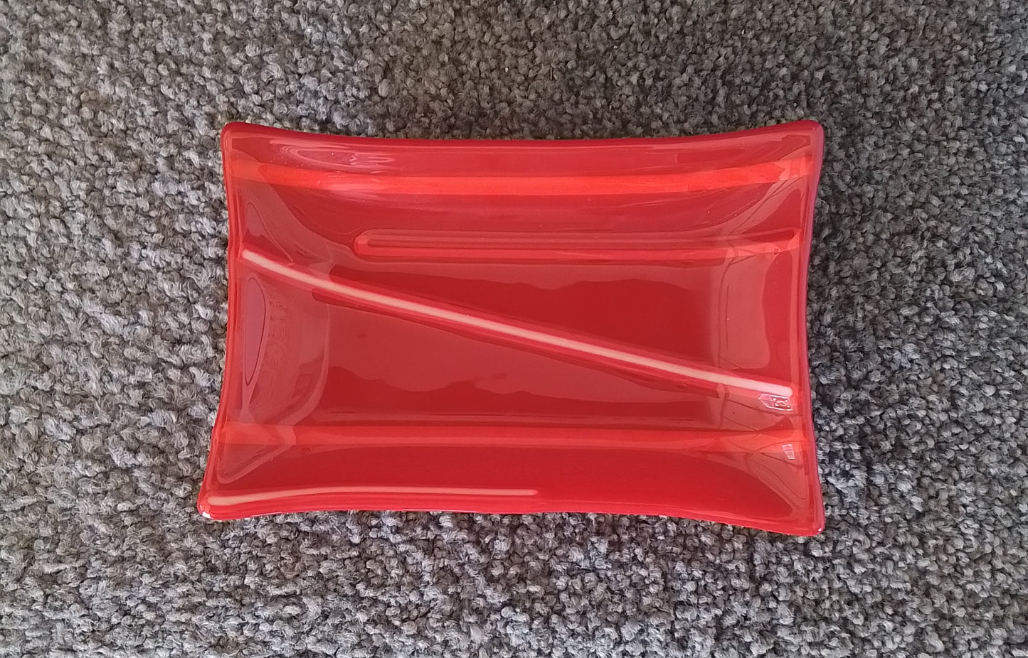 Red Glass Fused Striped Dish