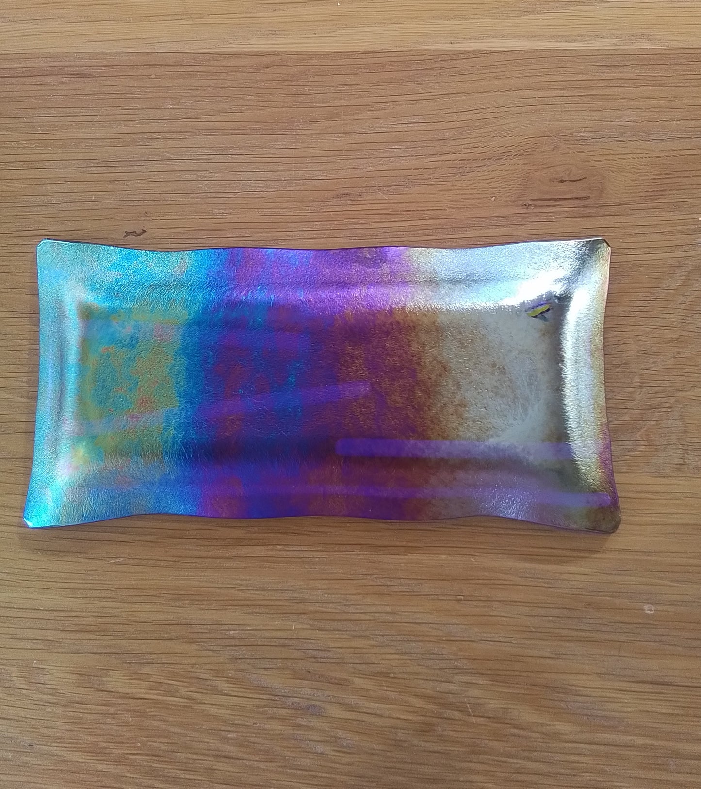 Blue Glass Fused Striped Dish