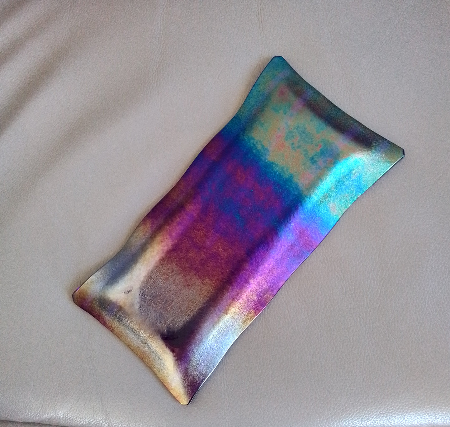Blue Glass Fused Striped Dish