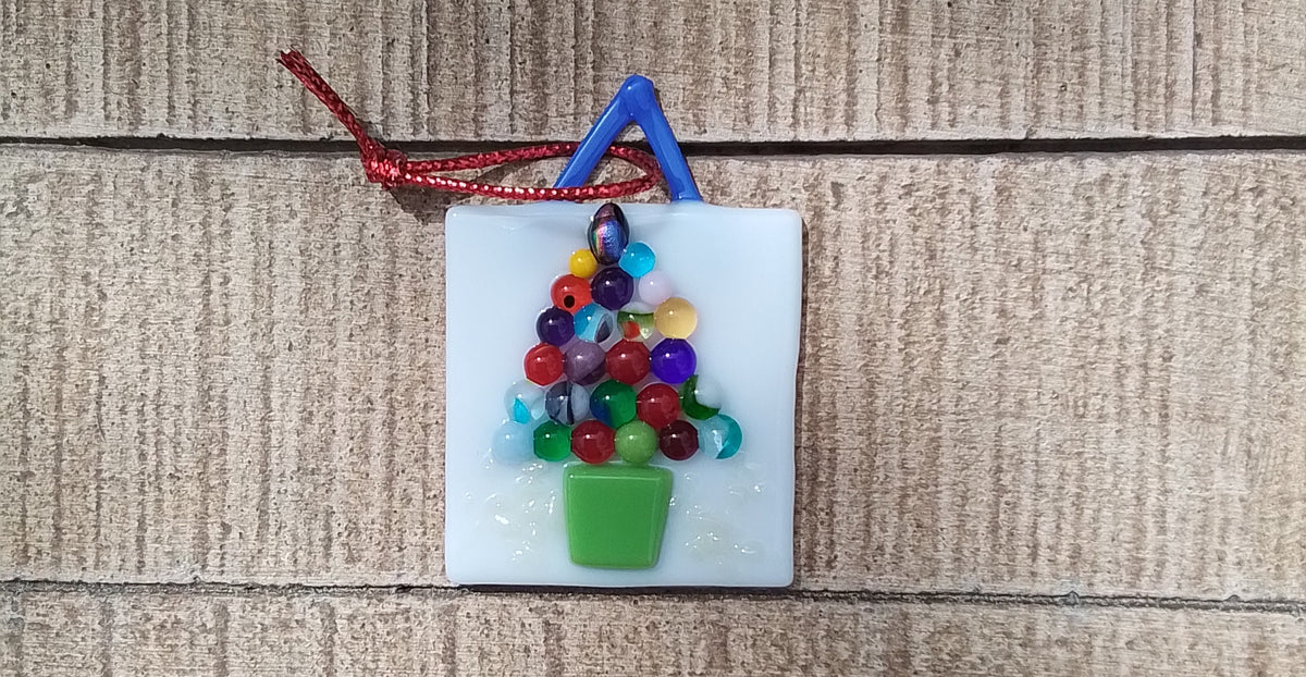 Christmas Tree Ornament  Fused Glass