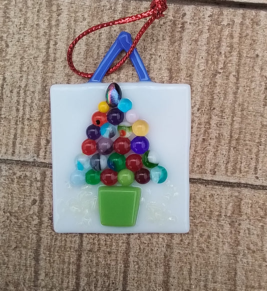 Christmas Tree Ornament  Fused Glass